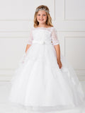 Off The Shoulder First Communion Dress With Lace Train