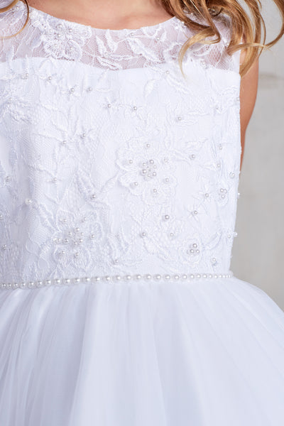 Flower Girl Dress With Embroidered Bodice And Train Skirt