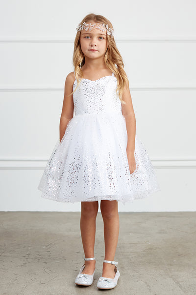 Girls Short Tulle Sequined Pageant Flower Girl Dress 