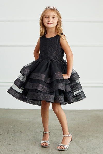 Adorably Cute Flower Girl Pageant Dress With Glitter Ruffled Skirt