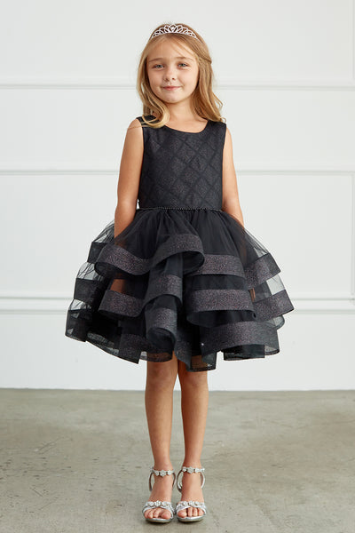 Adorably Cute Flower Girl Pageant Dress With Glitter Ruffled Skirt