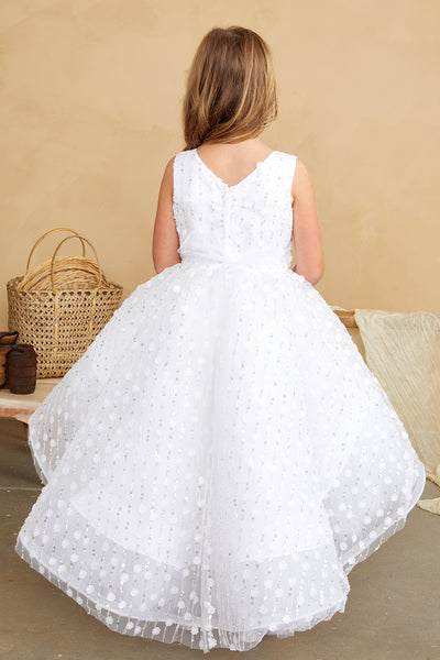 Beautiful Beaded Hi Low Girls Flower Girl Wedding Communion Dress