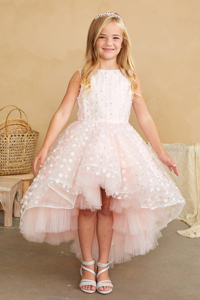 Elara Bloom Hi-Lo Girls Pageant Dress | Blush Kids