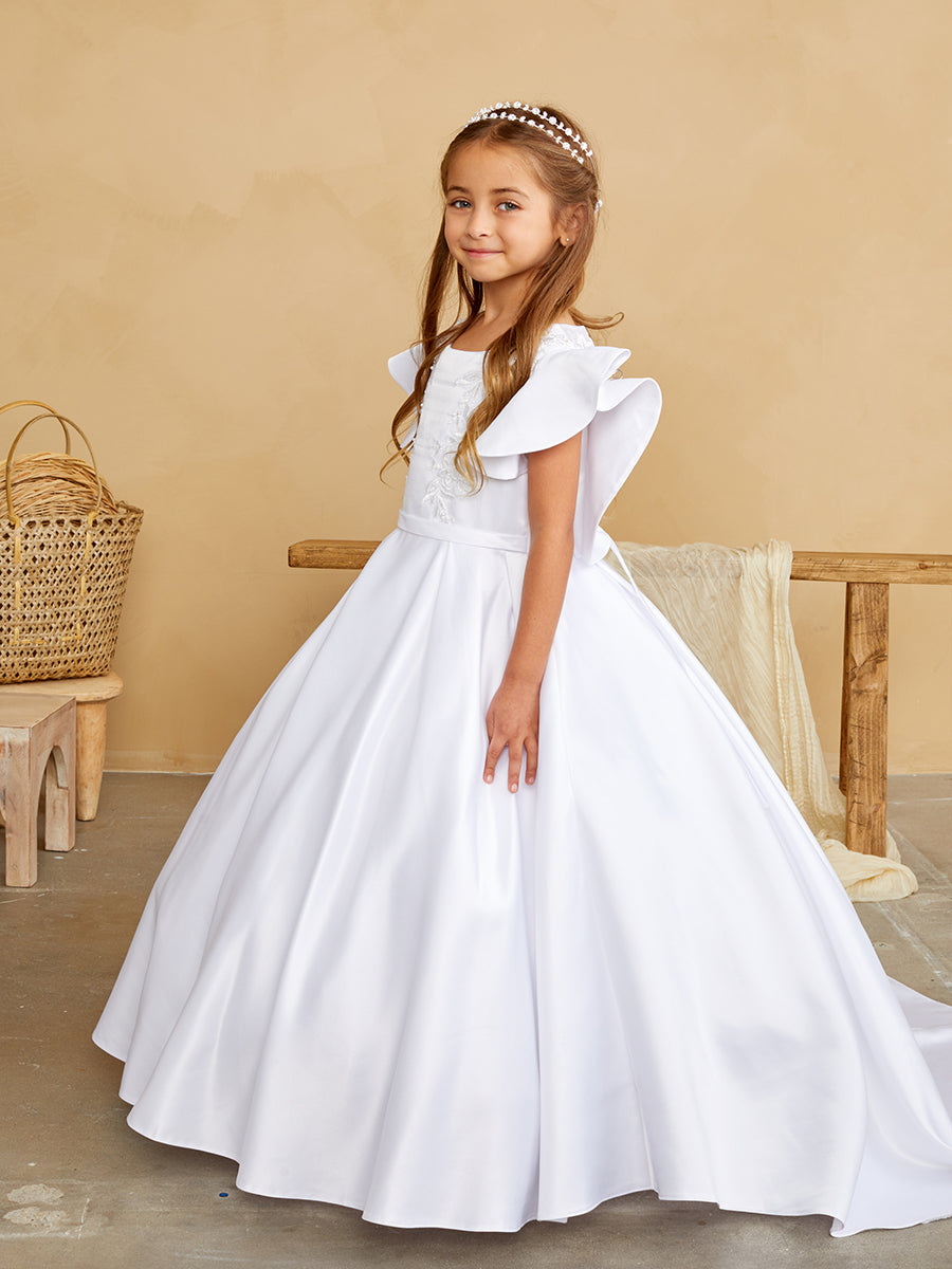 The Paige Beautiful Satin Girls Communion Dress Ivory / 8