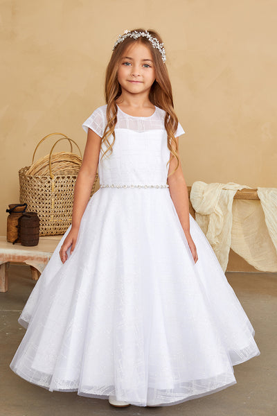 Gorgeous Glitter Tulle Girls First Communion Wedding  Party Floor Length Dress