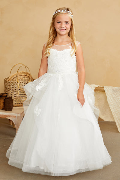 Harper Communion Dress – Elegant Lace & Glittering Tulle Gown