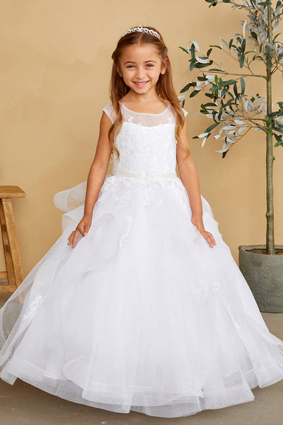 Girls Beautiful Lace illusion Tulle Flower Girl Wedding Party Communion Dress