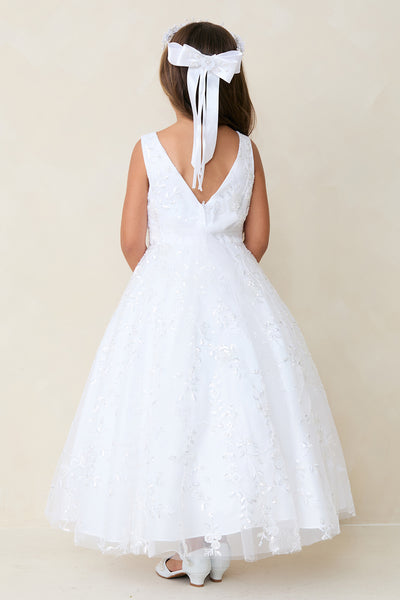Lainey Communion  Dress – Sparkling Sequins & Floral Embroidery