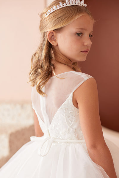 Raelynn Tea-Length Communion Dress – Embellished Elegance