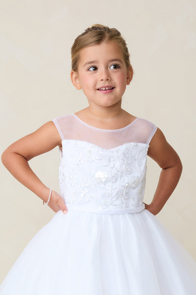 Raelynn Tea-Length Communion Dress – Embellished Elegance