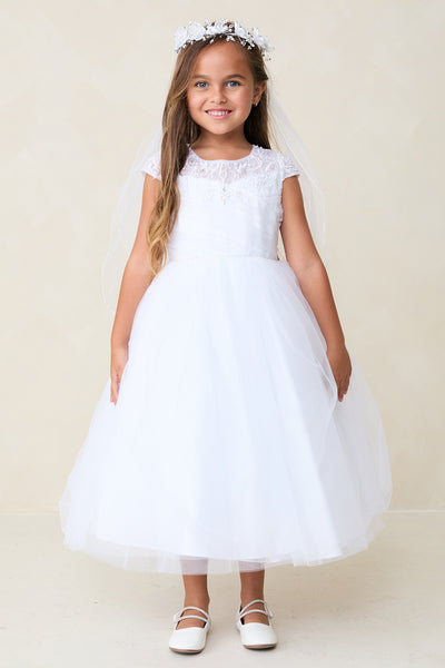 Addison Communion Dress – Lace, Tulle & Satin Elegance