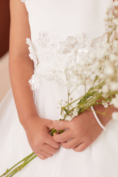 Elara Floral Tulle Dress – A Dream for 1st Communion & Flower Girl