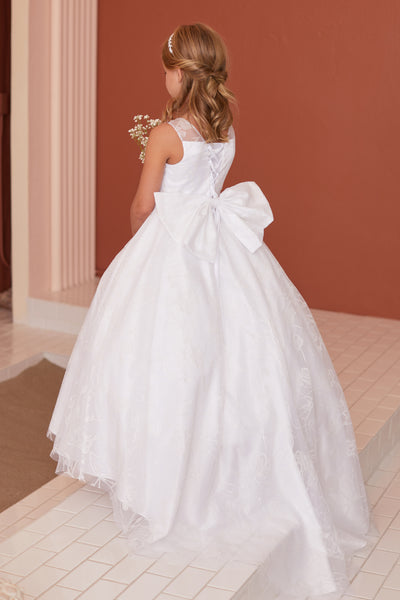 Luna Satin & Lace Communion Dress – Flower Girl & Special Occasion