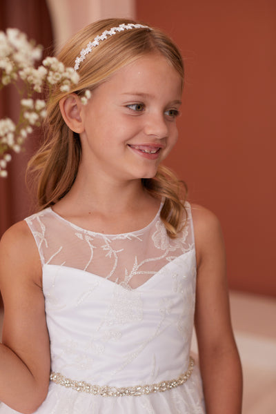 Luna Satin & Lace Communion Dress – Flower Girl & Special Occasion