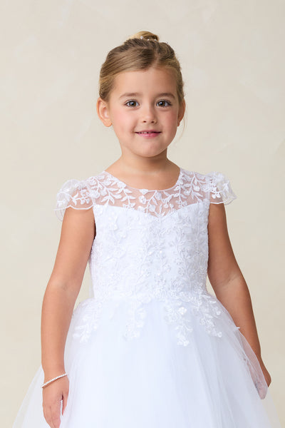Samantha Tea Length Dress - Elegant Embellished Communion Dress