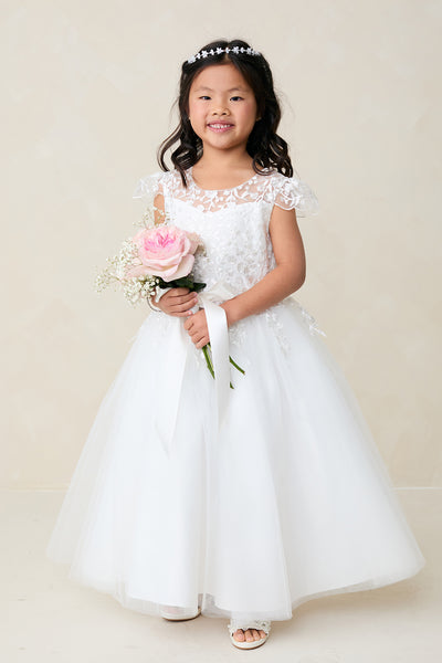 Samantha Tea Length Dress - Elegant Embellished Communion Dress