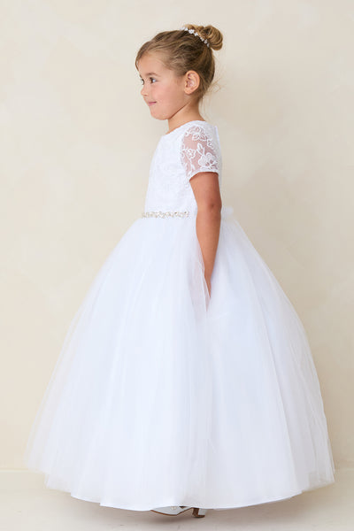 Kaylee Communion Dress - Full-Length Gown with Tie Back