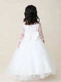 Gemma Communion Dress - Lace Mesh Gown with Pearl Accents