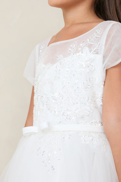 Evelina Sheer Lace Gown – Communion, Flower Girl & Special Occasion