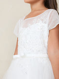 Evelina Sheer Lace Gown – Communion, Flower Girl & Special Occasion