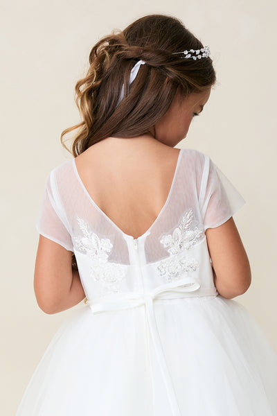 Evelina Sheer Lace Gown – Communion, Flower Girl & Special Occasion