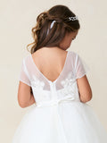 Evelina Sheer Lace Gown – Communion, Flower Girl & Special Occasion