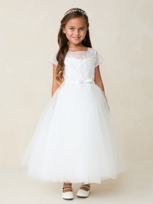Evelina Sheer Lace Gown – Communion, Flower Girl & Special Occasion