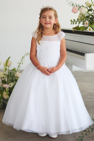 Girls Ankle Length Communion Dress | White or Ivory