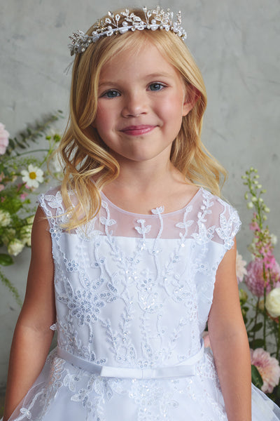 Girls White Lace Communion Dress – Ankle Length