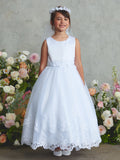 White Lace Ankle-Length Communion Dress for Girls