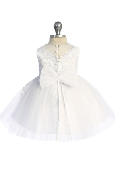 Baby Lace Party Dress with Bow – White or Ivory