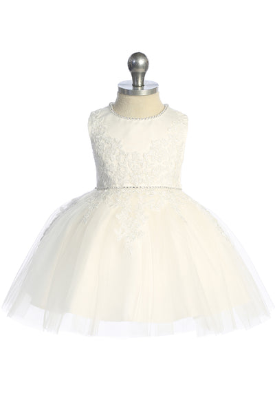 Baby Lace Party Dress with Bow – White or Ivory