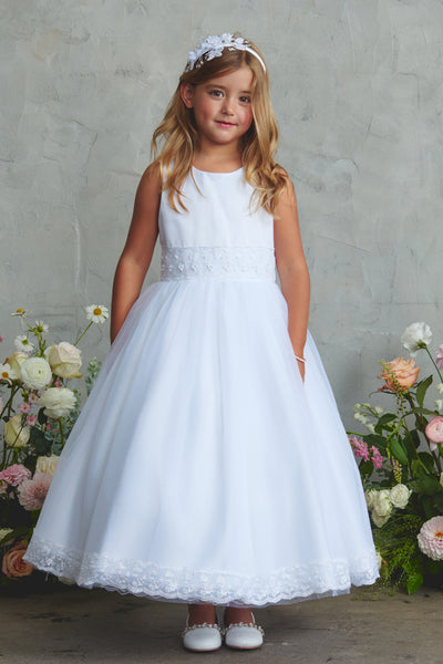 Girls Communion Dress – Luciana Pearl Ankle Gown