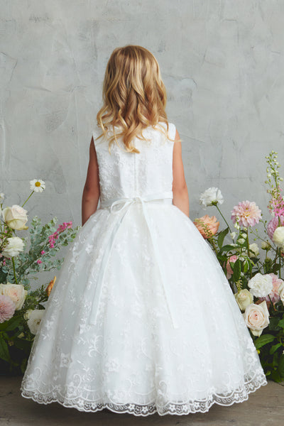 Girls Lace Ankle Length Dress for Communion & Flower Girl