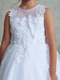 Girls White Lace Communion Dress – Ankle Length Special Occasion