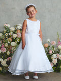 Satin Bodice with Lace Applique and Split Organza Skirt with Satin Bias Edge