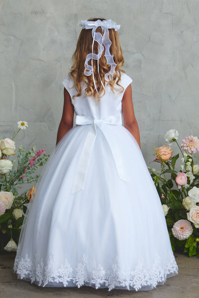 Rosalie Bloom Lace Communion Dress – White