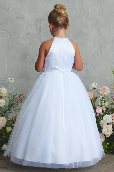 Celestine Halter Sash Communion Dress | Diamond Collection