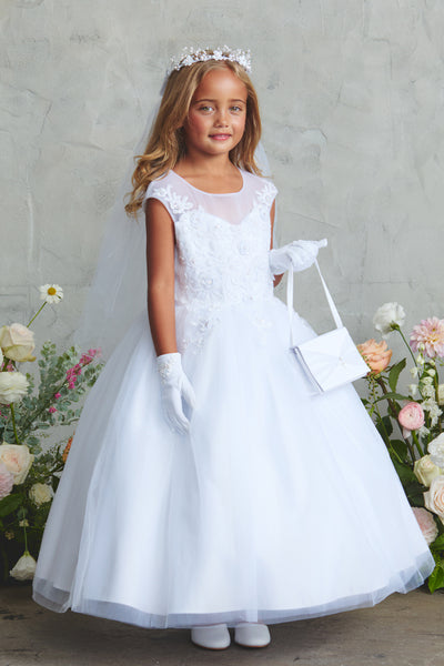 Florencia Illusion Lace Communion Dress | Diamond Collection