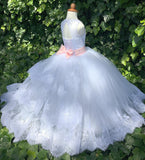 Couture Flower Girl Communion Toddler Baby Dress With Beaded Lace