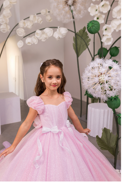 Baby Pink Glitter Ball Gown | Fashion Couture Girls Dress