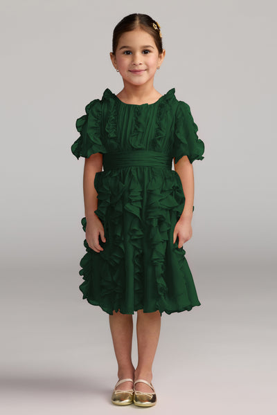 Mac Duggal Girls Ruffle Chiffon Occasion Dress