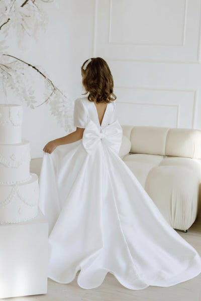 Diamond White Girls Couture Gown Pageant Dress