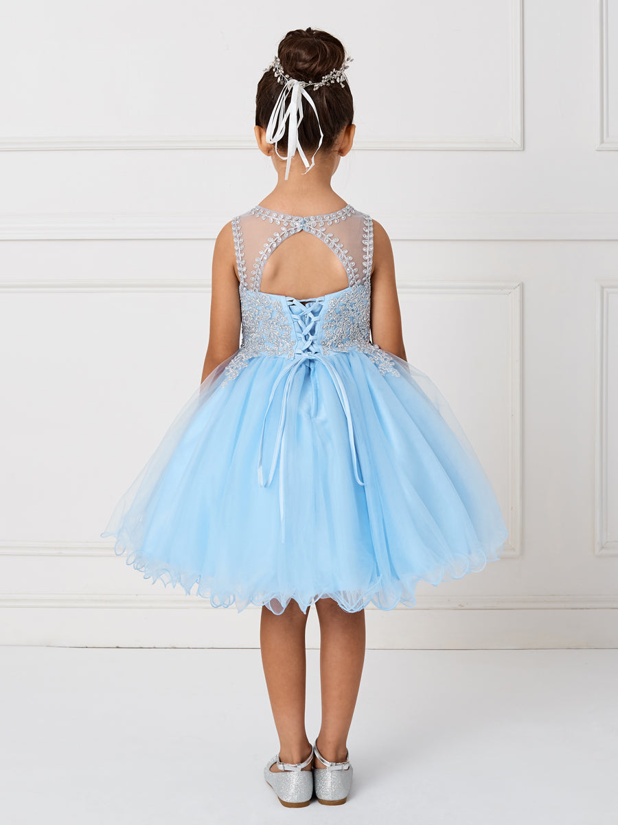 Teen Pageant Dress With Luxurious Gold Lace Overlay
