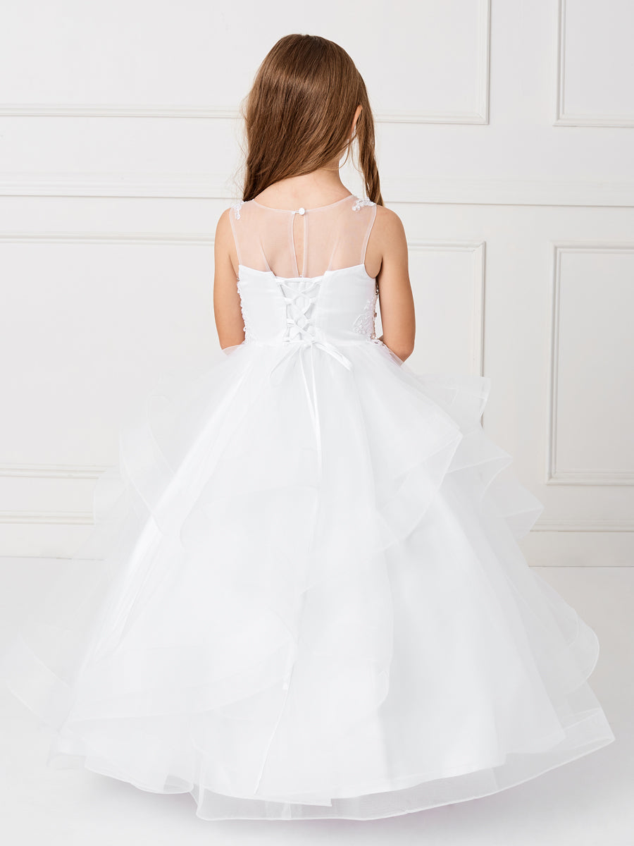 Beautiful Organza Horse Tail Ruffled Pageant Dress For Girls
