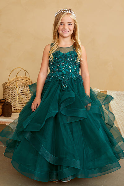Beautiful Organza Horse Tail Ruffled Pageant Dress For Girls