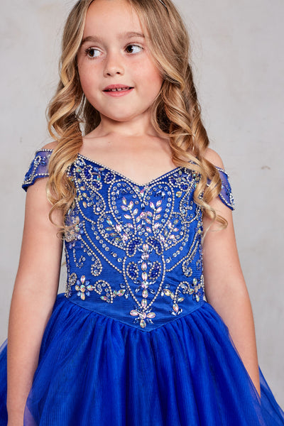 Girls Tulle Pageant Gown With Beautiful  Embellished Beaded Bodice