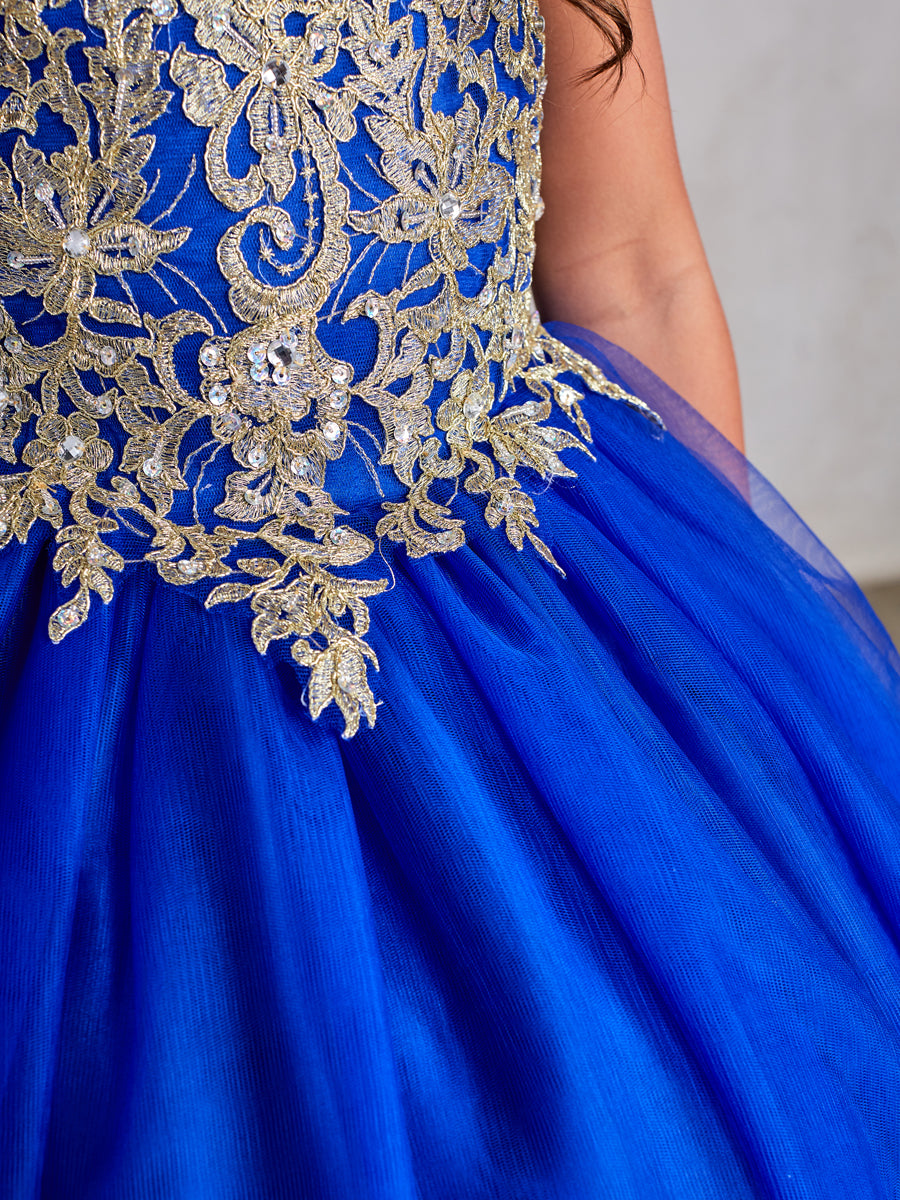 Girls Gorgeous Off The Shoulder Pageant Dress With Lace Applique