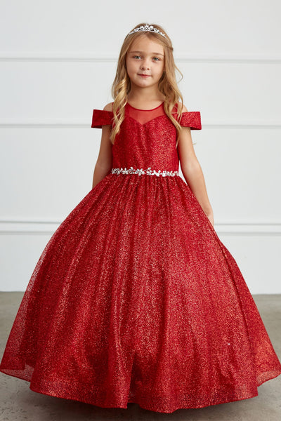 Glitter Tulle Girls Pageant Ball Gown | Special Occasion Dress