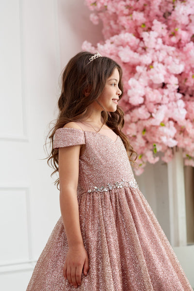 Glitter Tulle Girls Pageant Ball Gown | Special Occasion Dress